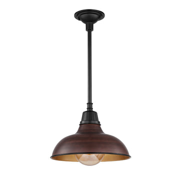 Jasper 12.25" Farmhouse Industrial Indoor/Outdoor Iron LED Pendant